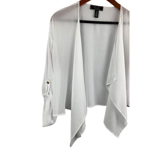 C. Wonder Christian Siriano XS White Sheer Open Front Cardigan With Gold Button - Picture 3 of 7
